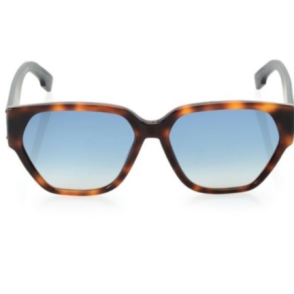 DIOR ID1 57mm Square Sunglasses 0086-84 Dark Havana/Blue Shaded - Picture 7 of 9